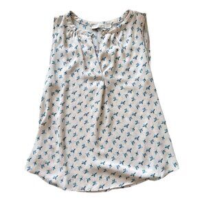 LOFT Petite Bird Print Sleeveless Blouse Size Petite XS